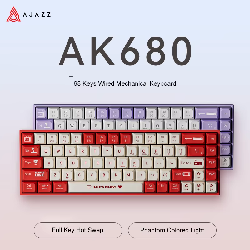 Gaming Keyboard Mini Mechanical - AJAZZ AK680 65% Wired Gaming Mechanical