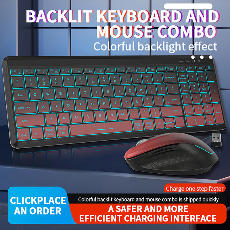 RGB Backlit Silent Wireless Ke - đánh giá và giá Gaming Keyboard Bundle