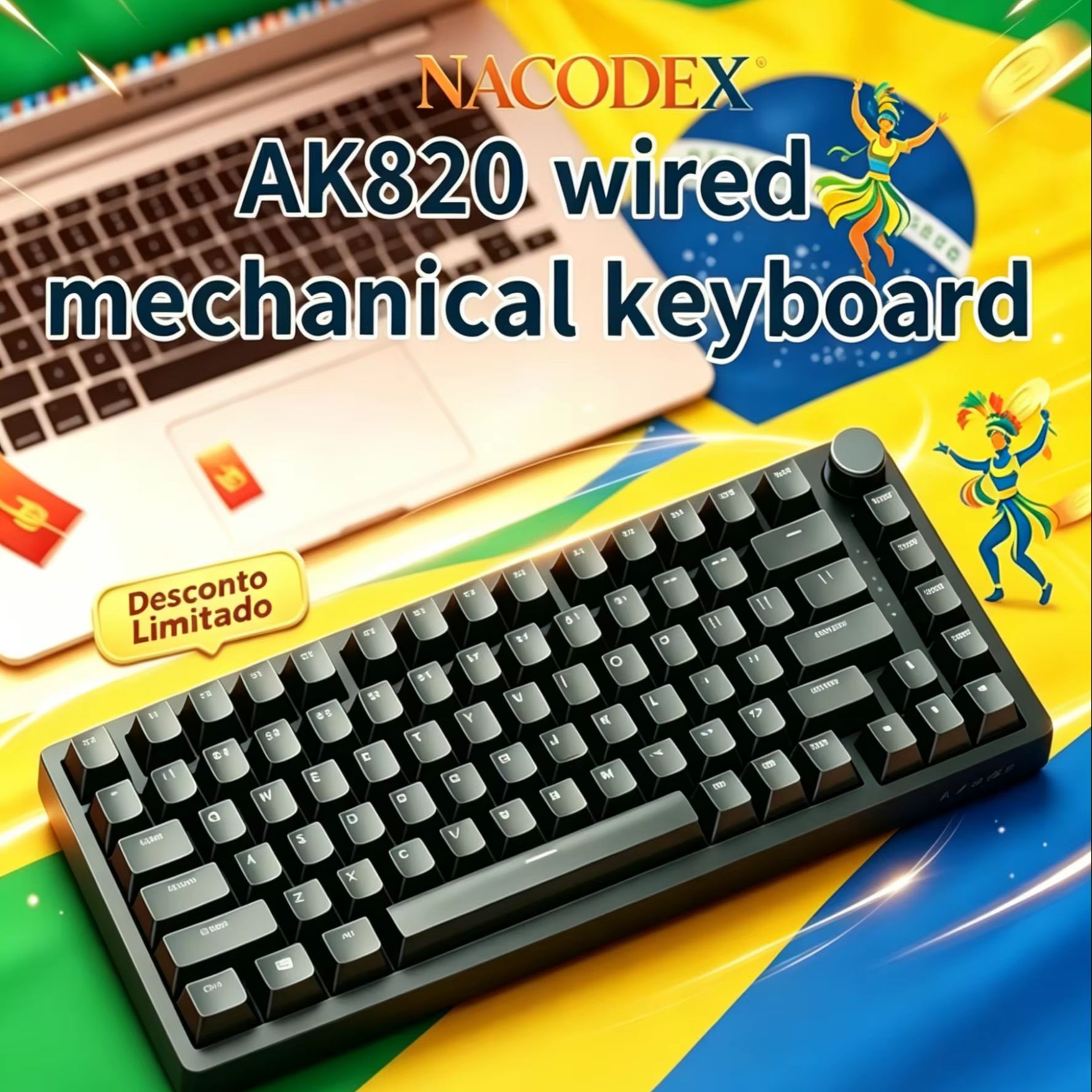 AJAZZ AK820 Wired With Rotary  - đánh giá và giá Gaming Keyboard E Yooso