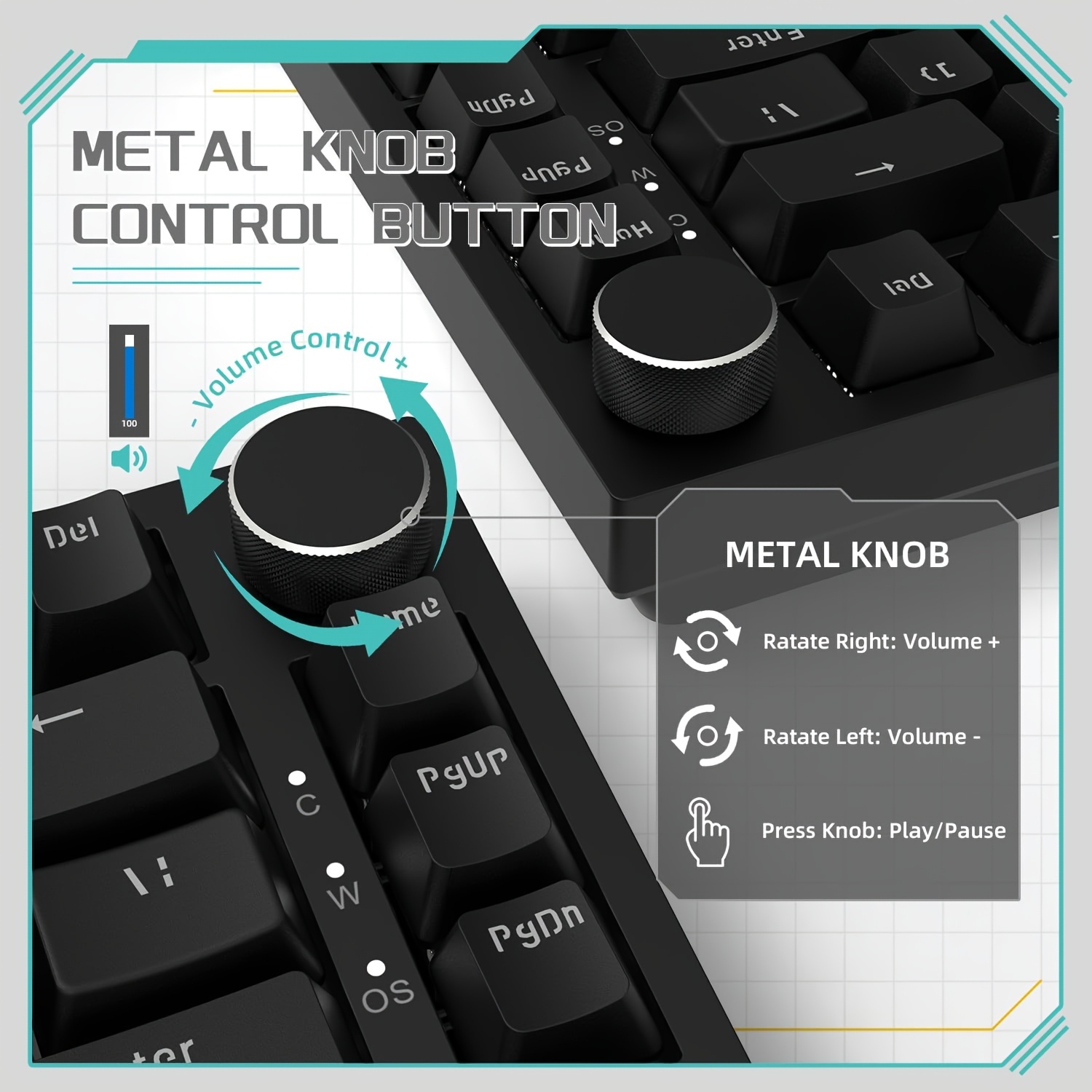 AJAZZ AK820 Wired With Rotary  - đánh giá và giá Gaming Keyboard E Yooso