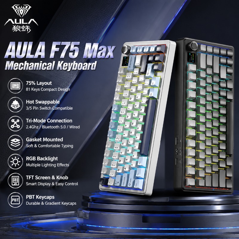 AULA F75 Max Mechanical Keyboa - đánh giá và giá Gaming Keyboard He