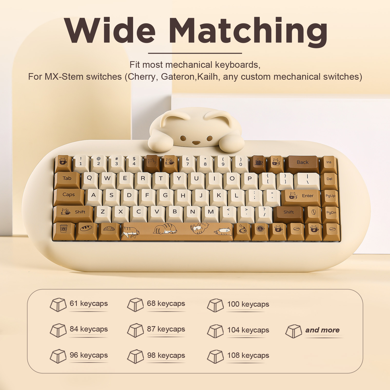 YUNZII Coffee Cat PBT Keycaps, - đánh giá và giá Gaming Keyboard Bundle